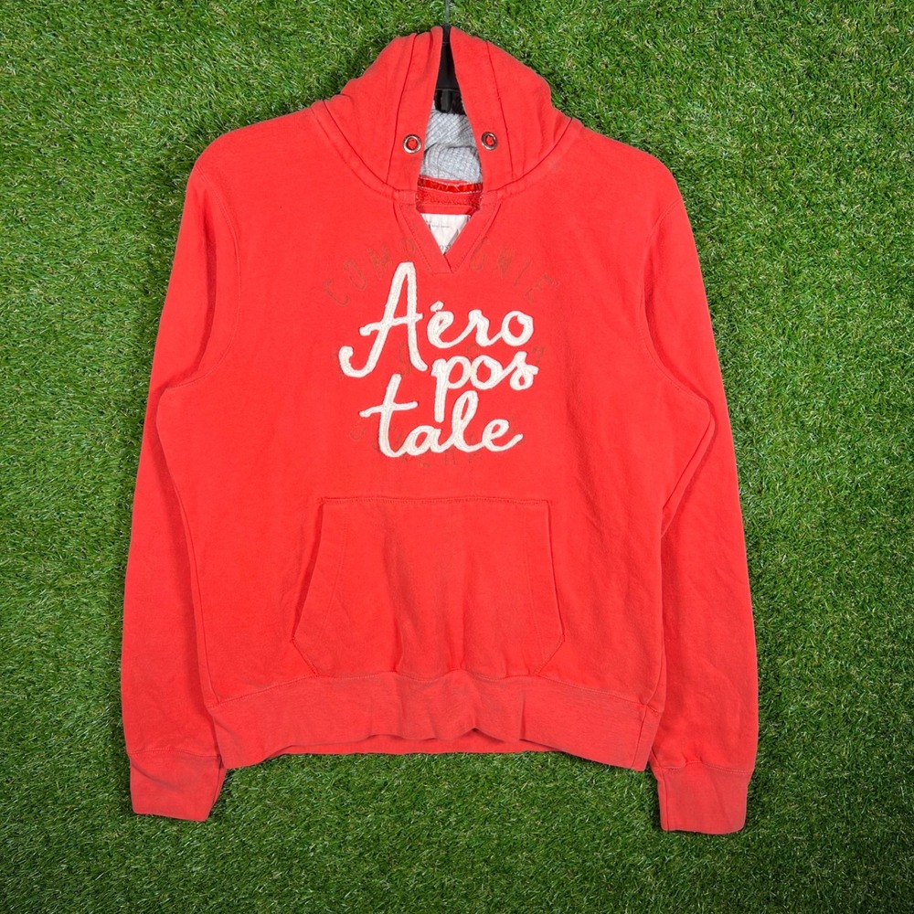 Aeropostale Womens Red Pullover Hoodie Logo Sweatshirt XL